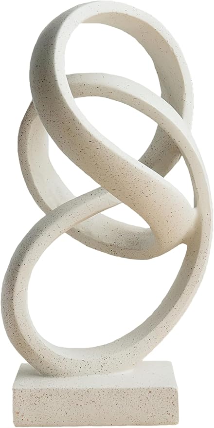 10" Modern Abstract Ribbon Decorative Sculpture, Knot Sculptures,Home Decor,Coffee Table Statues,Dining Living Room Desk Decor（White） by LAIKEARTS
