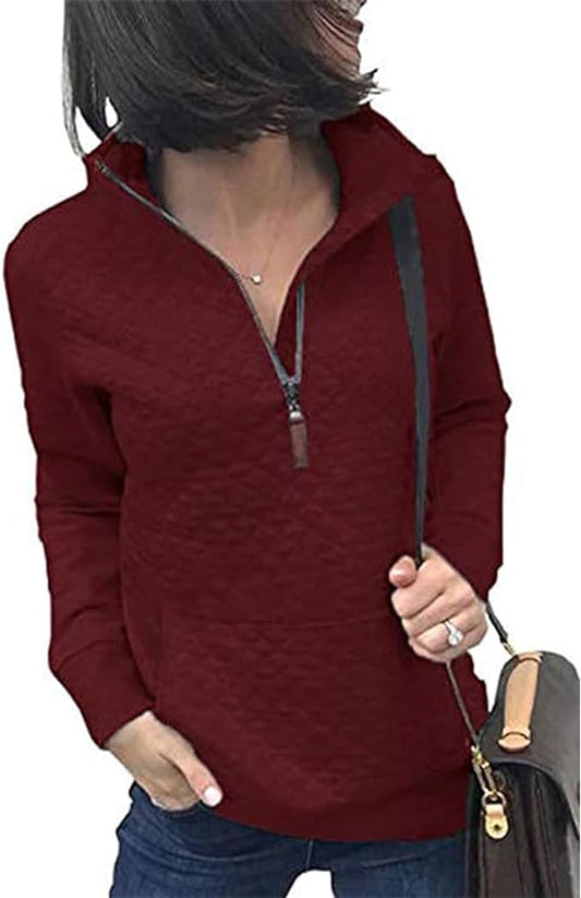BTFBM Women Fashion Quilted Pattern Lightweight Zipper Long Sleeve Plain Casual Ladies Sweatshirts Pullovers Shirts Tops by BTFBM