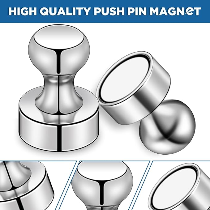 LOVIMAG Fridge Magnets 20Pcs, Magnet for Refrigerator Whiteboard, Silver | Small Strong Neodymium Metal Cute Push Pin for Classroom, Kitchen, Accessories Decorative, Office, Calendar - Image 3