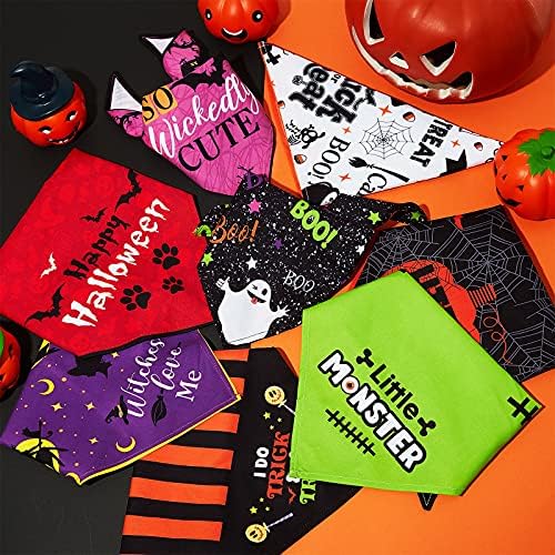 Weewooday 8 Pcs Halloween Dog Bandanas Adjustable Pet Scarf,Witch Style - Image 4