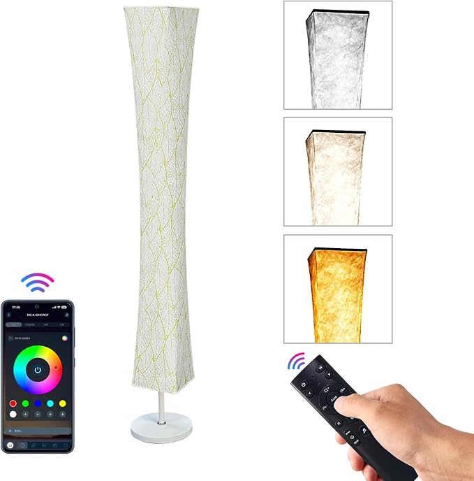 WORLD WIN Floor Lamp, 61'' Smart RGB LED Corner Lamp with Music Sync and 16 Million DIY Colors, 3 Color Temperature, APP & Remote Control, Color Changing Standing Floor Lamp with Stand - Image 2