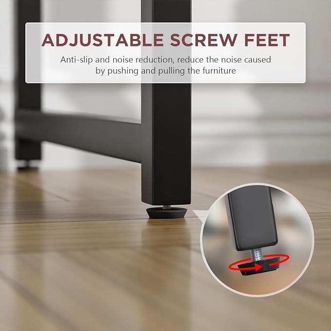 PayLessHere | 39 Inch Computer Desk | Brown | Sturdy Office Desk | Metal Frame, Adjustable Feet | Water-Resistant, Scratchproof Surface | Writing Table for Home Office or Study | Pack of 1 - Image 5