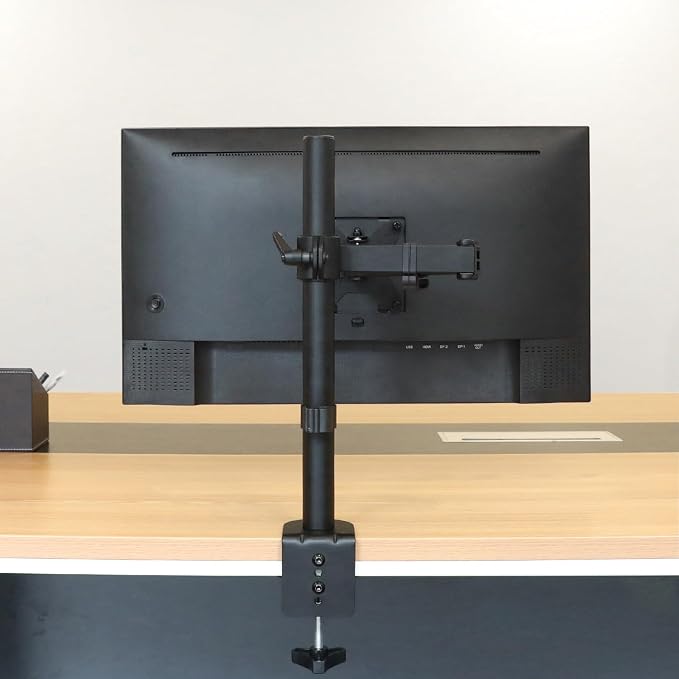 Amazon Basics Adjustable Single Monitor Arm Desk Mount, Holds up to 32" (38” Ultrawide) and 22 lbs, Adjustable Tension, VESA 75x75/100x100, Black - Image 7