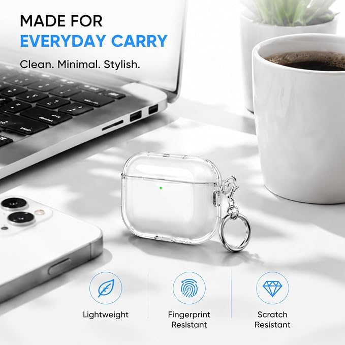 for AirPods Pro 3 Clear Case 2025, Military-Grade Shockproof, Soft TPU Highly Transparent Anti-Yellowing for AirPods Pro 3 Case with Cleaning Kit & Cute Round Buckle, Clear White - Image 5