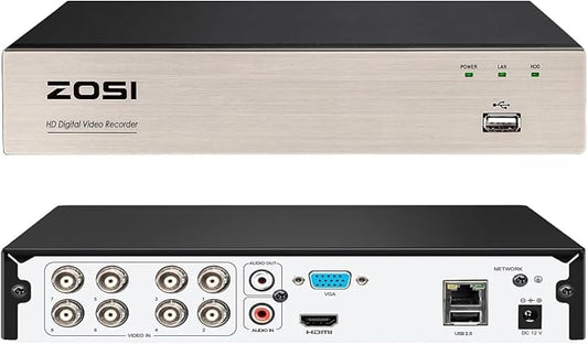 ZOSI 8Channel Surveillance Video Recorders with Human Vehicle Detection,H.265+ Hybrid 1080P 4-in-1 HD-TVI Standalone CCTV DVR System for 720P,1080P Security Cameras,Easy Remote Access(NO Hard Drive) by ZOSI