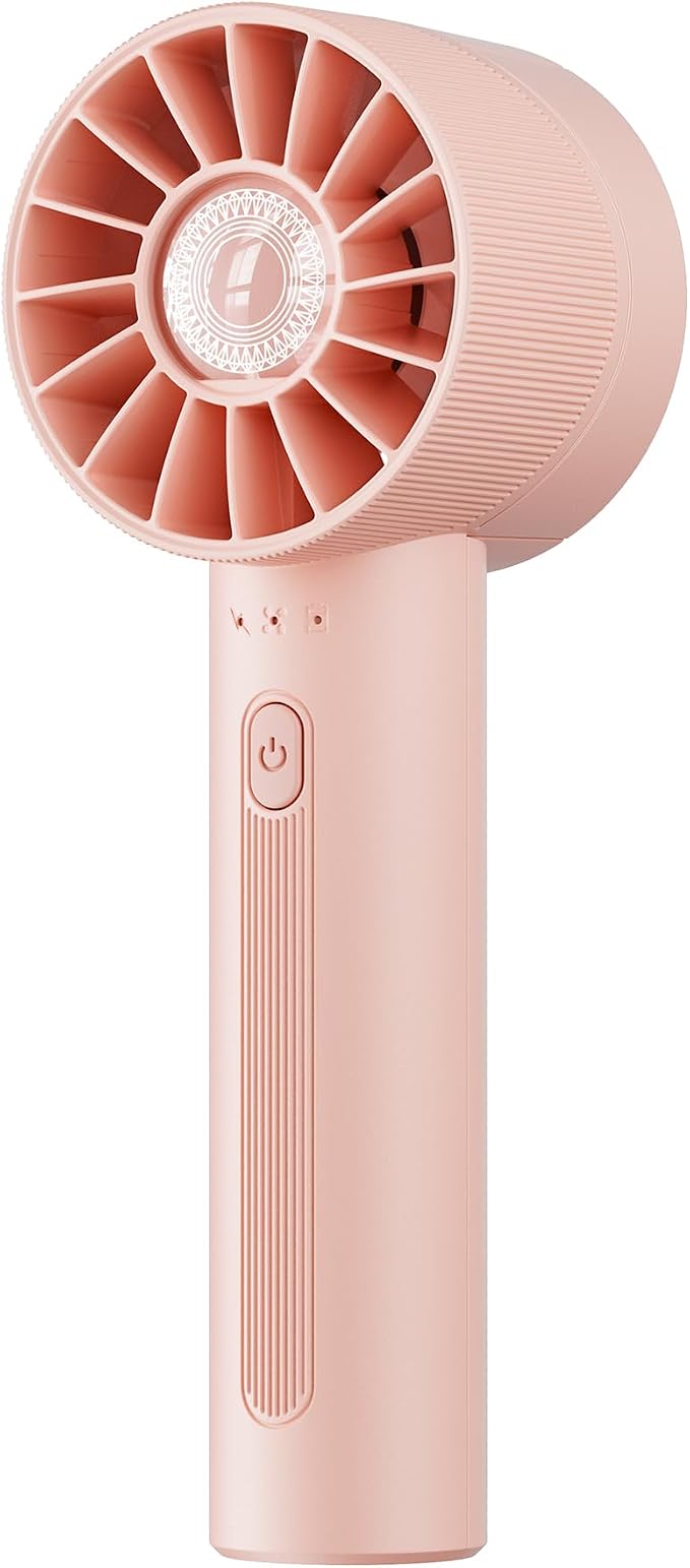 Portable Mini Handheld Turbo Fan, 4 Speed High Velocity Personal [Max 16H Cooling Time], Rechargeable Purse Travel Essentials for Vacation/Beach/Trip - Pink by Coolwill