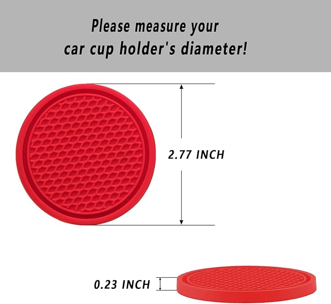 ZSDY Car Cup Coaster, 4PCS Universal Auto Non-Slip Cup Holder Embedded in Ornaments Silicone Coaster, Car Interior Accessories Sets, Red - Image 2