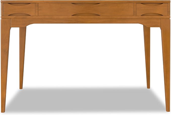 SIMPLIHOME Harper Small Desk - 48 inch Wide Solid Hardwood Writing Desk in Honey Brown, Mid-Century Modern Home Office Table for Study or Work with 2 Drawers and Flip-Down Keyboard Tray - Image 6