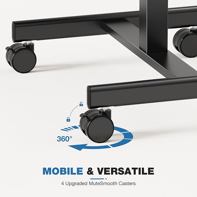 DUMOS Mobile Rolling Desk with Wheels Adjustable Height | Small Standing Desks Portable Laptop PC Table, Computer Workstation for Home Office Small Space, Modern Brown - Image 7