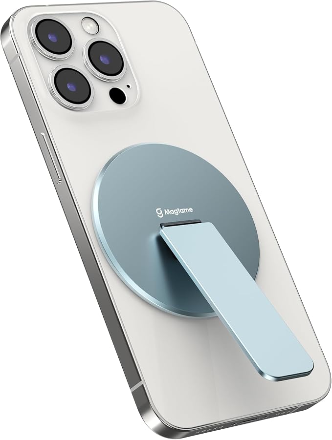 Magnetic Phone Stand Grip for Magsafe, Utral-Thin Snap-on Phone Holder, Kickstand, & Grip, Foldable & Adjustable for Hands-Free Viewing | Compatible with Phone 16 15 14 13 12 Pro, Blue - Image 9