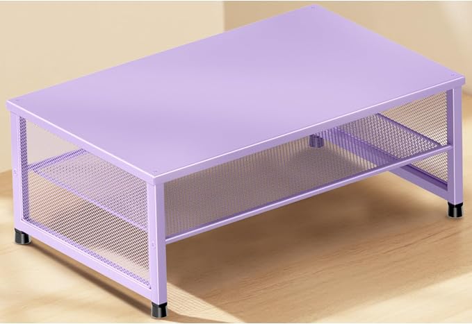 ECOLOVI 2-Tier Computer Monitor Stand Riser, Desk Organizer for Monitor, Printer & Laptop Stand, Desktop Workspace Organizers for Office Supplies(Purple) by ECOLOVI