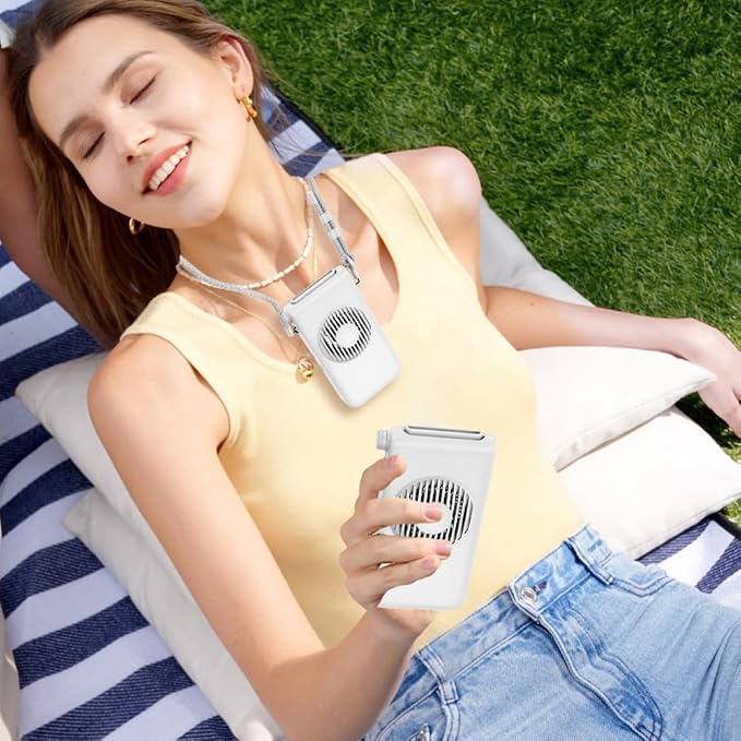 Magnetic Phone Fan 3-in-1 Hands-Free Neck/Waist/Handheld, 80g Lightweight 3 Speeds Portable Fan with Universal Metal Plate, Cooling for Travel Gym Office All Phones - Image 3