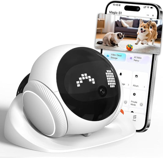 1080P Moving Pet Robot Camera, Smart Home Security Robot with Auto Tracking, Night Vision, 2-Way Audio, Auto-Recharge, Motion Alerts, App Control for Pet, Baby & Elderly Care by HoneyTour