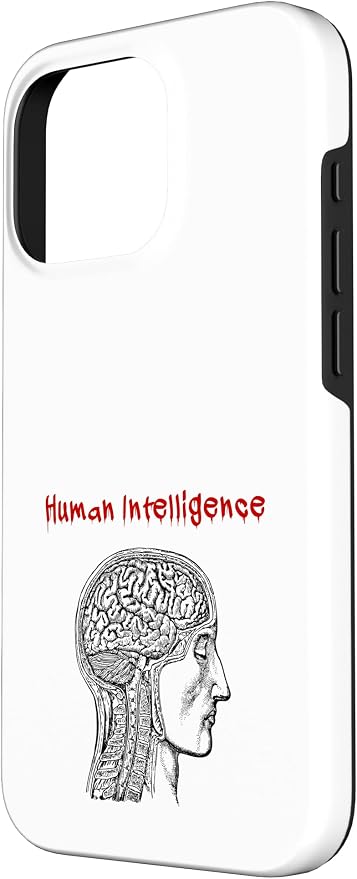 Human Intelligence (Anti Ai Statement & Head Graphic) Case for iPhone 16 Pro - Image 2