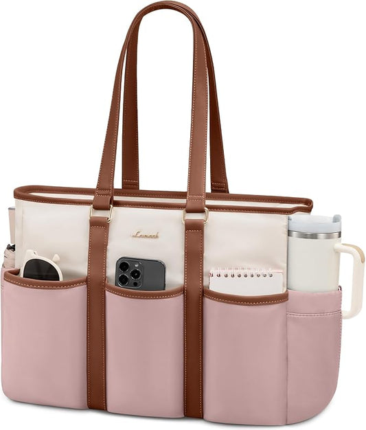 LOVEVOOK Tote Bag for Women Work With Large Cup Holder, 15.6 Inch Laptop Bag, Utility Everything Bag For Travel College Daily, Computer Purse Large Handbag With Multi Pockets by LOVEVOOK