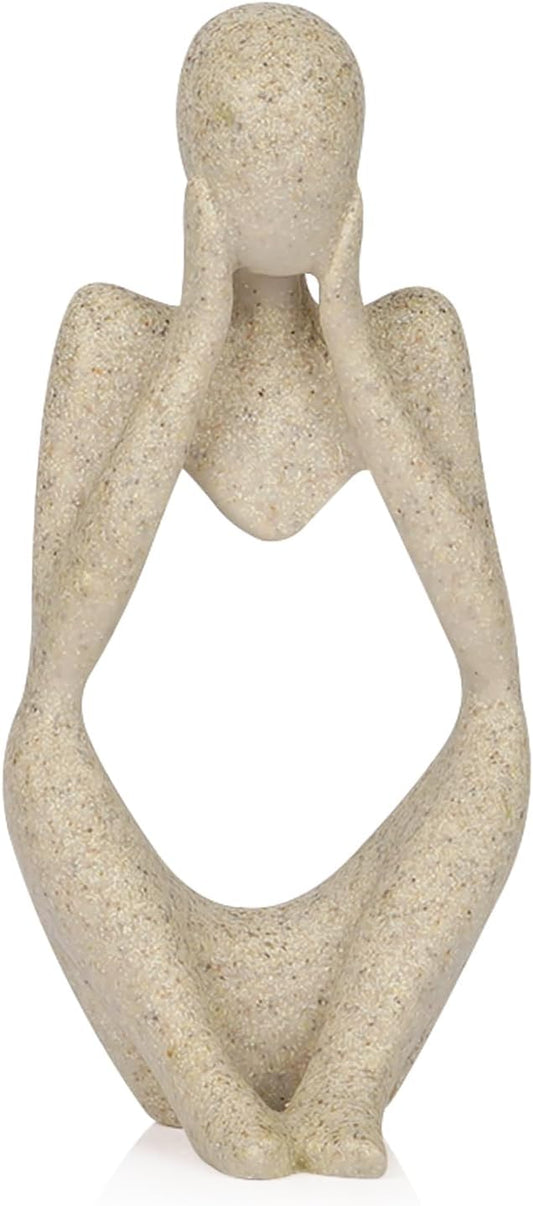 Sandstone Resin Thinker Style Abstract Sculpture Statue Collectible Figurines Home Office Bookshelf Desktop Decor (Small Sandstone, Focus) by Ozzptuu