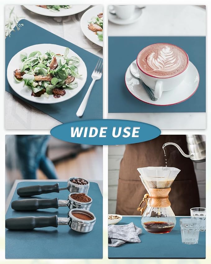 AMOAMI-Coffee Mat Hide Stain Rubber Backed Absorbent Dish Drying Mat for Kitchen Counter-Coffee Bar Accessories Fit Under Maker Machine Pot Espresso Machine Dish Rack Blue - Image 6
