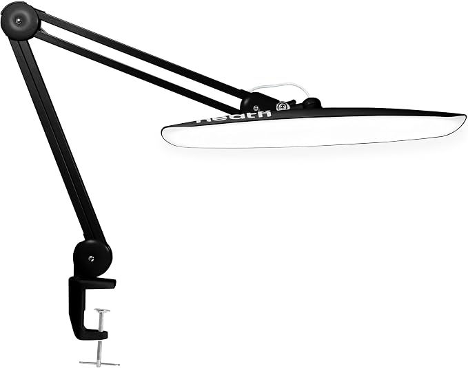Neatfi XL 2200 Lumens 24W LED Desk Lamp – Shadow-Free Task Lighting | 4-Level Dimming | Home Office & Crafts Use | 20-Inch Wide Head (Black, Non-CCT with Clamp) by Neatfi