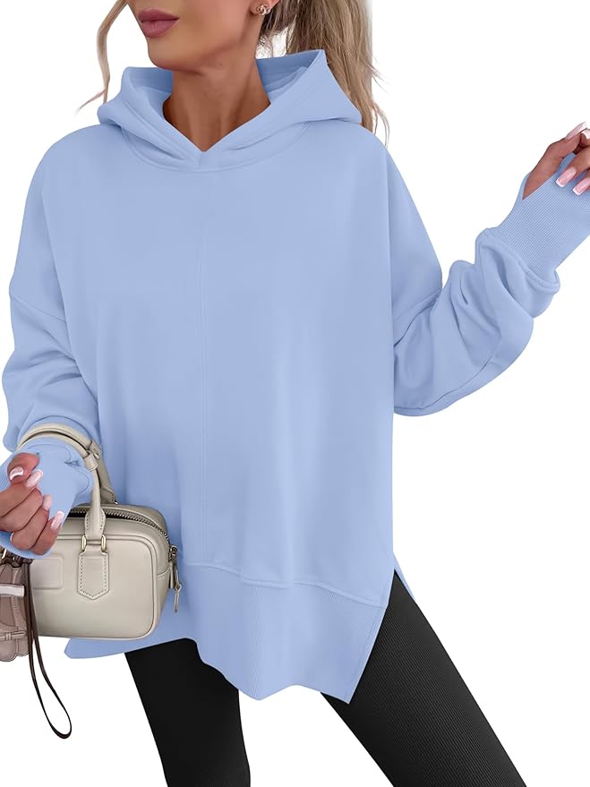 ANRABESS Womens Oversized Hoodies Long Sleeve Fleece Side Slit Hooded Sweatshirts Pullover 2026 Fall Outfits Y2K Clothes by ANRABESS