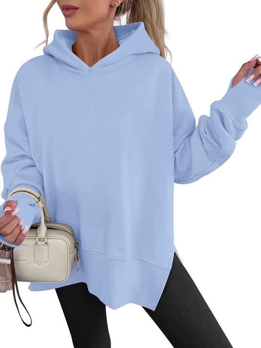 ANRABESS Womens Oversized Hoodies Long Sleeve Fleece Side Slit Hooded Sweatshirts Pullover 2026 Fall Outfits Y2K Clothes by ANRABESS