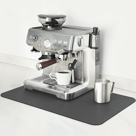 Mimore Coffee Mat - 12x19 Inch Grey Countertop Mat - Absorbent, Hides Stains, Rubber Backed - Dish Drying Mat Fits Under Coffee Maker or Espresso Machine by Mimore