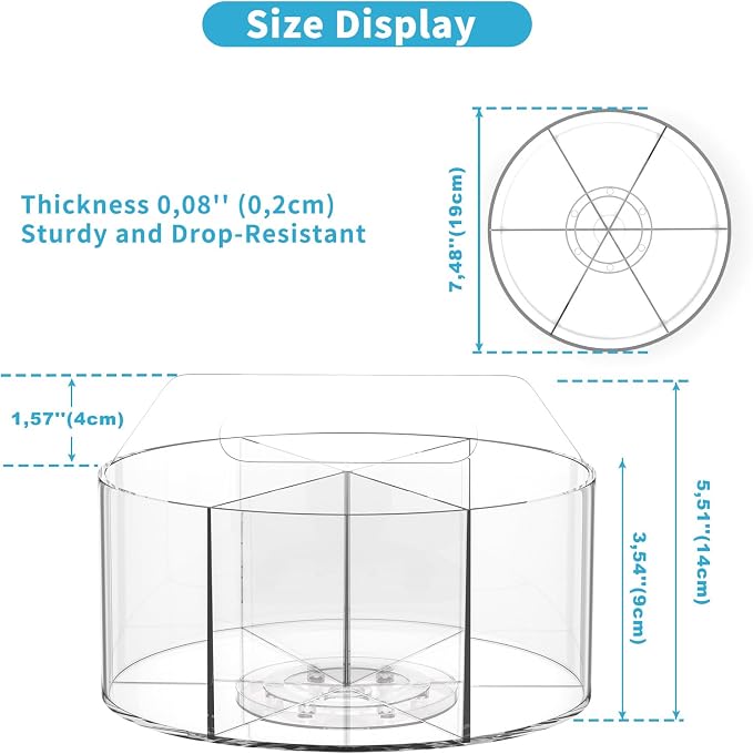 Rotating Markers Organizer for Kids, Acrylic Lazy Susan Organizers for Desks, 360 Degree Spinning Pencil Holders Pen Holders, Clear Arts and Crafts Organizer Storage, Art Supply Storage 6 Compartments - Image 8