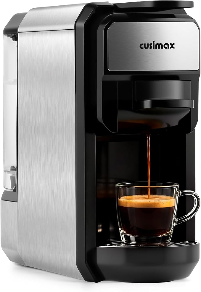 CUSIMAX Espresso Machine Compatible with Nespresso Original Pods | Single Serve Espresso Coffee Maker, Programmable Brew Size, 19Bar High Pressure, 20oz Removable Water Tank, Stainless Steel by CUSIMAX