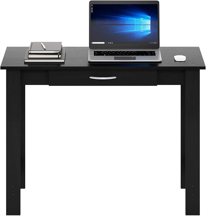 FURINNO Jaya Writing Desk For Residential Use With DrawerBlack, Blackwood, Large - Image 4
