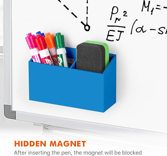 BEYGORM Magnetic Dry Erase Marker Holder for Whiteboard & Refrigerator | Non-slip Acrylic Pen Holder for Classroom, Fridge Magnet, Locker Organizer Accessories, Teacher & School Supplies(Blue) - Image 4