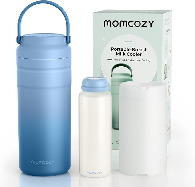 Momcozy Portable Breast Milk Cooler for Travel, 24H Ice-Free Cooling Breastmilk Storage Bottles Container, 12oz Leak Proof Outdoor Small Freezer, Baby Breastfeeding Essential for New Moms by Momcozy