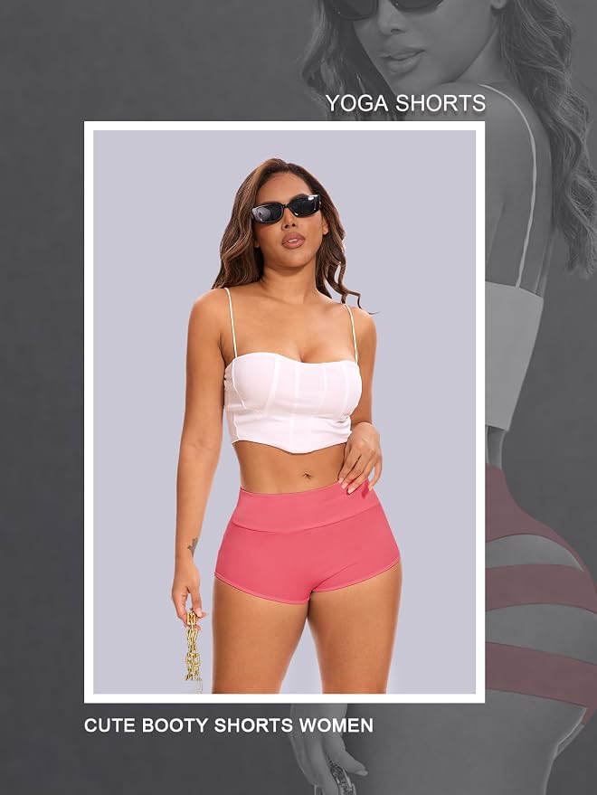 Cut Out Yoga Shorts Booty Butt Lifting Scrunch Shorts High Waisted Workout Gym Active Hot Pants - Image 3