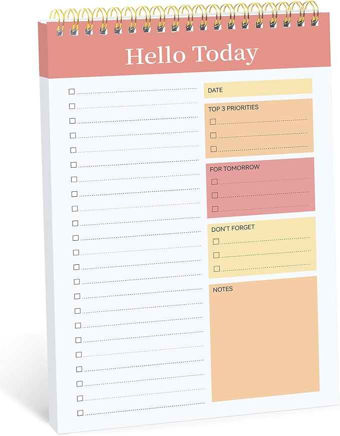 Taja To Do List Notepad, Undated Daily Planner for Work and Goal Setting | Pink, 52 Sheets, 9.8" x 6.5" , for Office, Home and school, Daily Task Planning, Notes and Everyday Organization by Taja