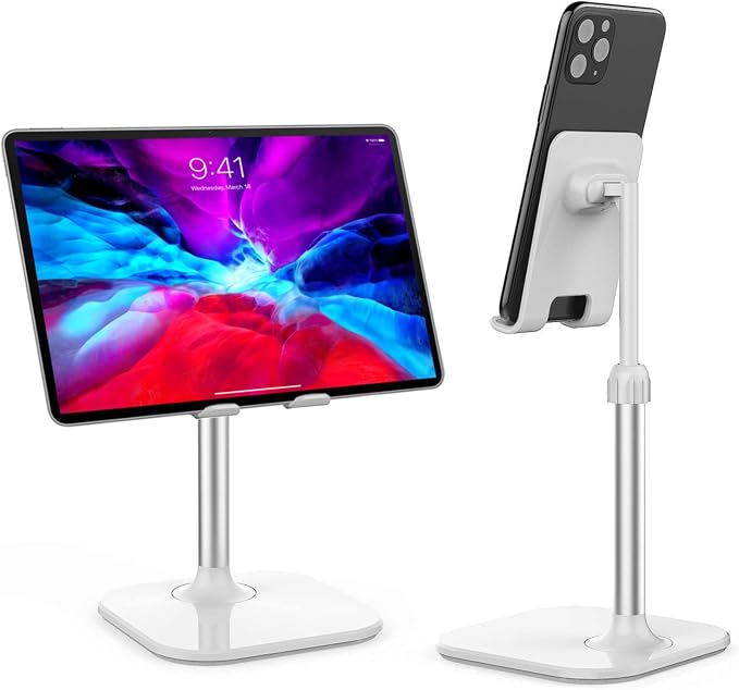Doboli Cell Phone Stand, Phone Stand for Desk, Phone Holder Stand Compatible with iPhone and All Mobile Phones Tablet, Gifts for Adults Women Men Mom Wife, White by Doboli