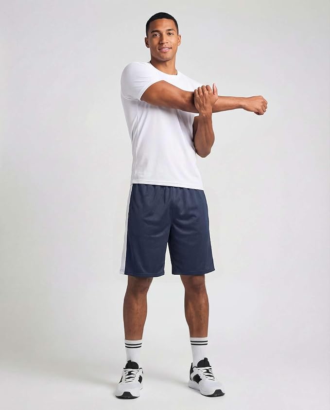 5 Pack Men's Mesh Shorts Athletic Basketball Sports Gym Workout Pockets | Cooling Moisture-Wicking, 9", Long, Quick-Dry, Breathable, Elastic Drawstring Waistband. Running, Exercise, Soccer, Training. - Image 3