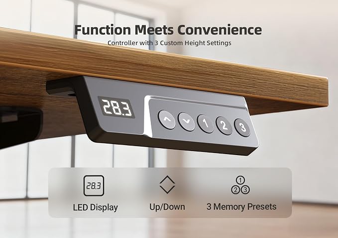 YDN 35 x 20 Inch Rustic Brown Electric Standing Desk | Adjustable Height, Sit Stand, Cable Management, Ergonomic, Home Office - Image 7