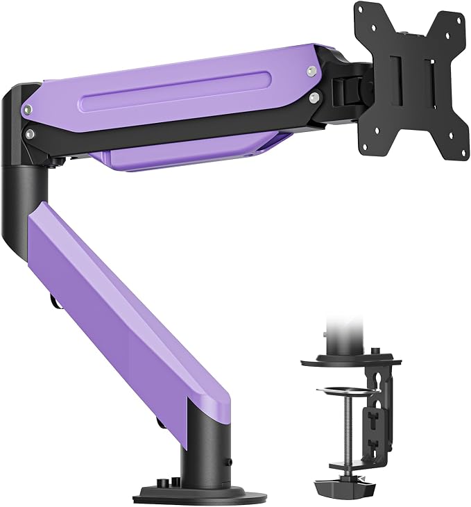 Suptek Monitor Mount Gas Spring Monitor Arm Desk Mount Fully Adjustable Fits 17-35 inch Monitors Weight Capacity up to 24.25 lbs, Black+Purple by suptek