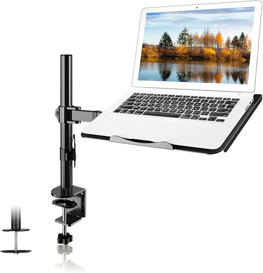 suptek Single Laptop Notebook Desk Mount with Tray for 13-27 inch Computer Screen, Fully Adjustable Laptop Desk Arm for Notebook up to 17’’, Weight up to 15.6 lbs by suptek