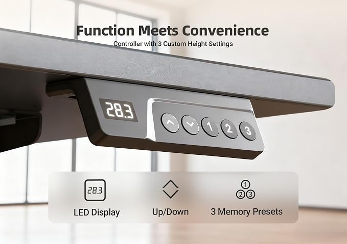 YDN 63 x 24 Inch Black Electric Standing Desk | Adjustable Height, Sit Stand, Cable Management, Ergonomic, Home Office - Image 7