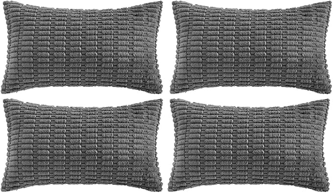 Fancy Homi 4 Packs Decorative Throw Pillow Covers for Living Room Couch Bed, Modern Farmhouse Boho Home Décor Accent Cushion Case, 24" x 16", Dark Gray by Fancy+Homi