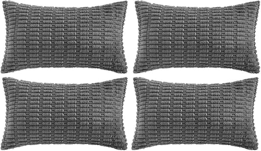 Fancy Homi 4 Packs Decorative Throw Pillow Covers for Living Room Couch Bed, Modern Farmhouse Boho Home Décor Accent Cushion Case, 24" x 14", Dark Gray by Fancy+Homi