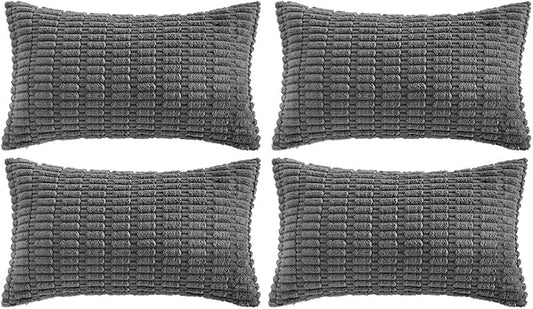 Fancy Homi 4 Packs Decorative Throw Pillow Covers for Living Room Couch Bed, Modern Farmhouse Boho Home Décor Accent Cushion Case, 20" x 12", Dark Gray by Fancy+Homi