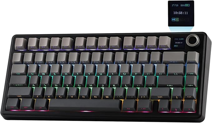 EPOMAKER X Aula F75 MAX Wireless Mechanical Keyboard with TFT Screen and Knob, Gasket Gaming Keyboard in 75% Layout, Hot Swappable, RGB Backlight, for PC/Mac/Linux (Black Gradient) by EPOMAKER