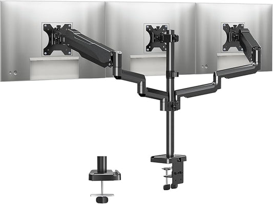 MOUNTUP Triple Monitor Stand Mount - 3 Monitors Desk Mount for Computer Screens Up to 27 inch, Triple Monitor Arm, Heavy Duty Monitors Stand, Each Arm Holds 4.4-19.8 lbs, Black by MOUNTUP