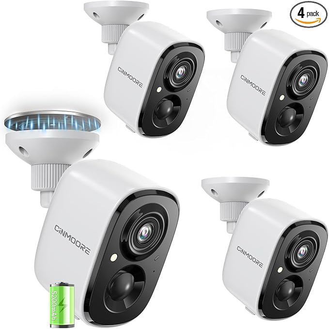 4 Pack 2.5K Security Camera Wireless Outdoor, 2.4G WiFi Battery Powered Outdoor Camera, Magnetic Mount Cameras for Home Security, Color Night Vision, Spotlight, Siren Alarm, 2-Way Talk by Unknown