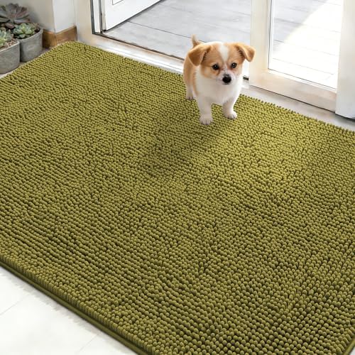 OLANLY Dog Door Mat for Muddy Paws 50x30, Super Absorbent Chenille Mud Mat by OLANLY