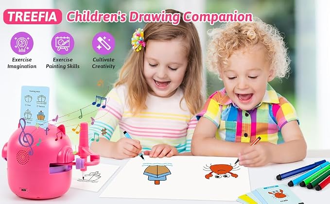 TREEFIA Drawing Robot for Kids, Drawing Robot for Kids 6 7 8 9 10 11 12 Year Old, Doodle Bot Toy with 100 Drawing Cards & 16 Color Pens for Girls and Boys - Image 8