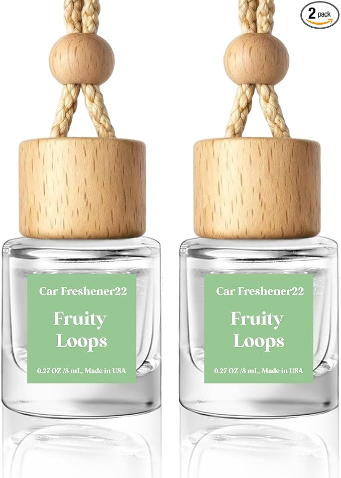 HoogaLife Car Air Freshener Diffuser 2 Pack Hanging Fruit Loops Car Air Freshener for Women 45+ days Long Lasting Fragrance Made in USA (F22) by HoogaLife