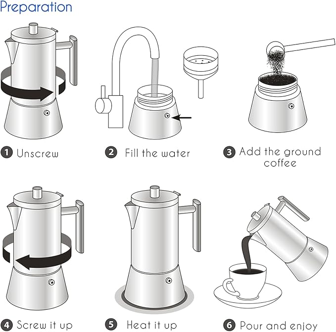 Easyworkz Diego Stovetop Espresso Maker Stainless Steel Italian Coffee Machine Maker 6Cup 10 oz Moka Pot Induction Espresso Pot - Image 5