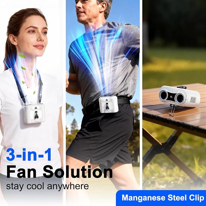 CAZOKASI 2026 Upgrade 20000mAh Waist Clip Fan Wearable Fan Portable Personal Body Fan Powerful Upto 36H Cooling and Heatstroke Prevention Fan - Image 6