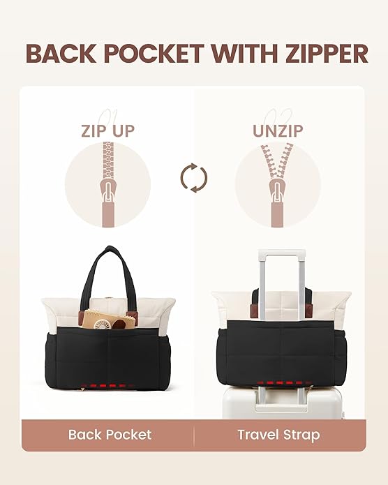 LOVEVOOK Tote Bag for Women,Light Puffer Tote Bag with Multi-pockets,Stylish Carry on Laptop Bags for Daily,Travel,Work,Gym - Image 6